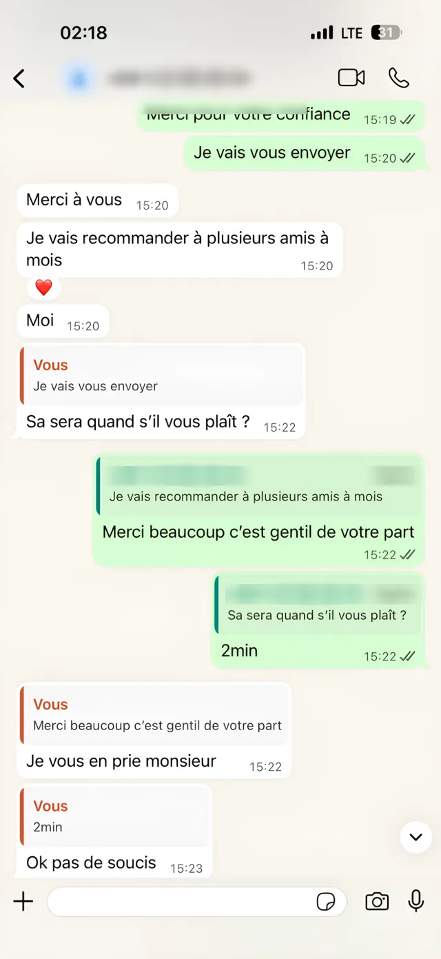 Avis client IPTV sur WhatsApp : Je vais recommander à plusieurs amis